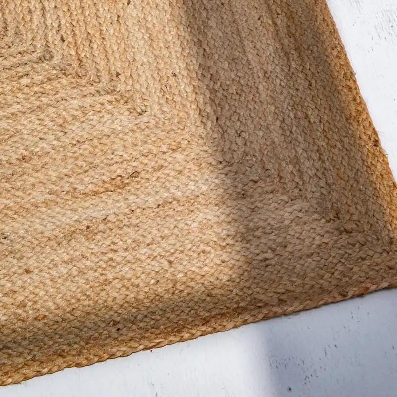 Close-up of handwoven jute carpets with a textured surface
